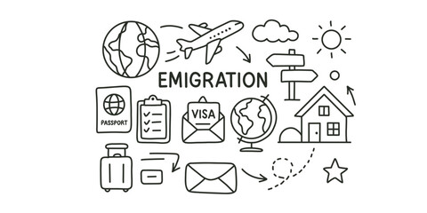 emigration and moving abroad vector illustration