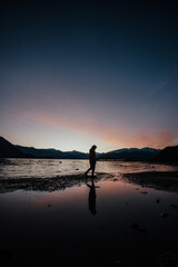 Sunset in Wanaka Lake, New Zealand