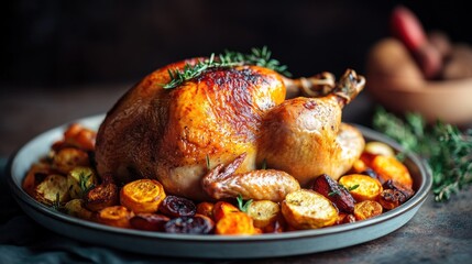 Roasted chicken with root vegetables