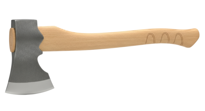 Isolated Axe with Wooden Handle