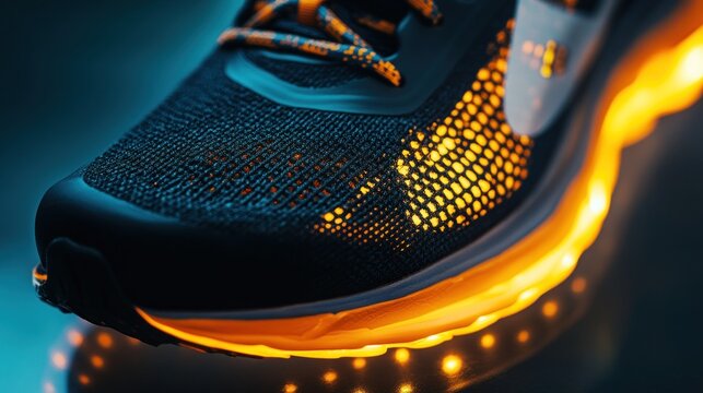 Close-up of futuristic running shoe