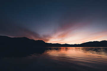 Sunset in Wanaka Lake, New Zealand