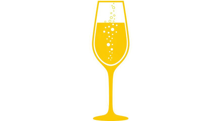 Isolated Yellow Champagne Glass with Bubbles