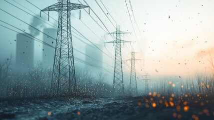 Industrial landscape powerlines