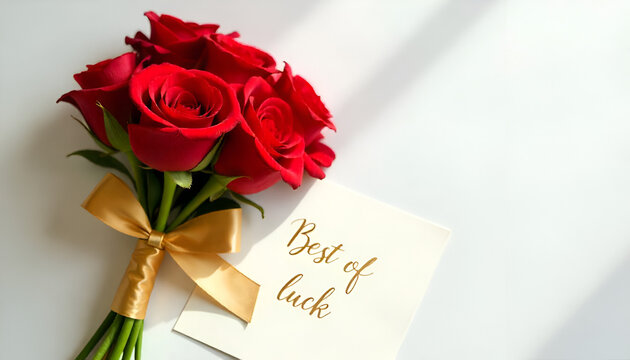 An elegant "Best of luck" message in beautiful cursive font, surrounded by delicate flowers on a soft pastel background—perfect for greeting cards, motivational artwork, or well-wishing notes.
