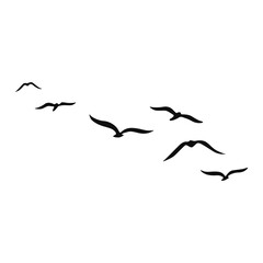 Bird silhouette and flying birds silhouettes on white background. Vector illustration. isolated bird flying.