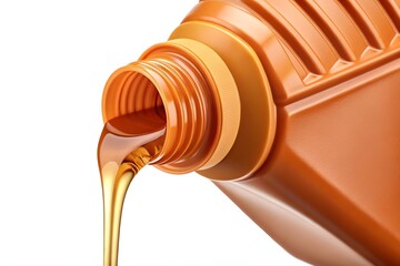 Golden Motor Oil Pouring from Bottle – Engine Lubrication and Vehicle Maintenance