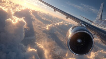 Plane engine sunrise