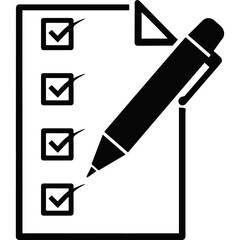 A checklist page with four ticked boxes and a pen poised to mark the next entry A section is torn off the corner of the page