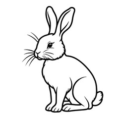Cute Rabbit in Black and White Vintage Ink Style Illustration