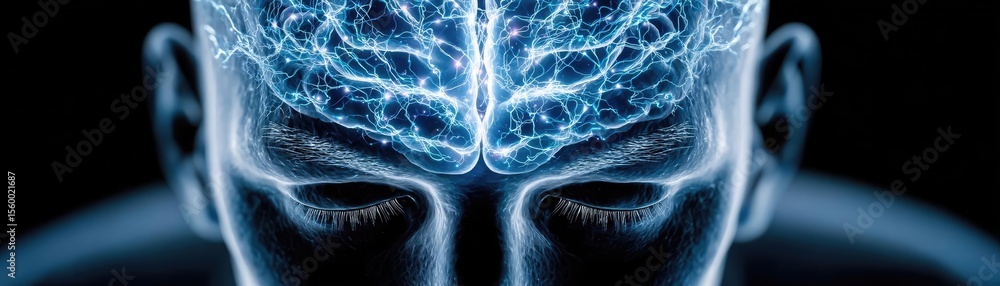 Poster brain reset concept. a captivating depiction of the human brain's neural connections.