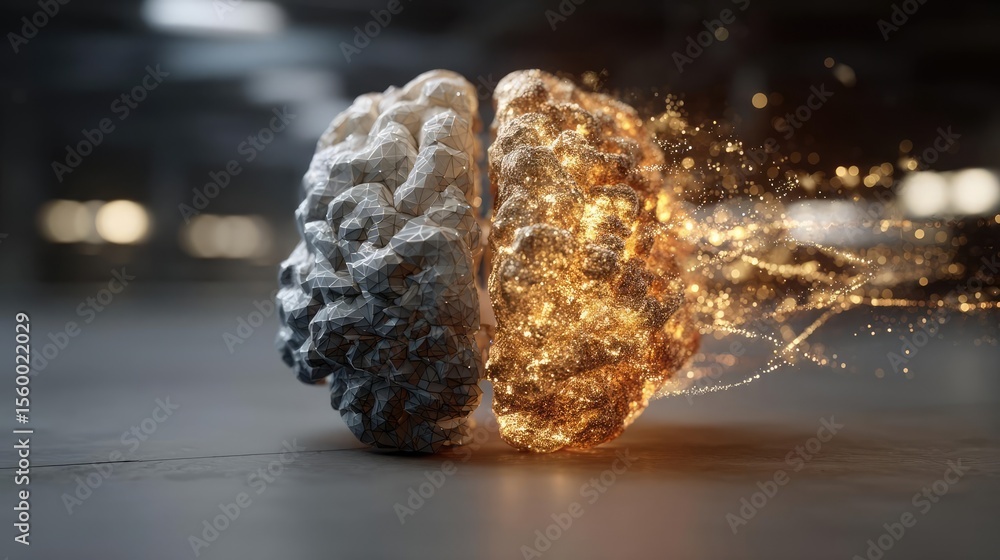 Poster Brain reset concept. Conceptual image depicting transformation of thought and creativity.