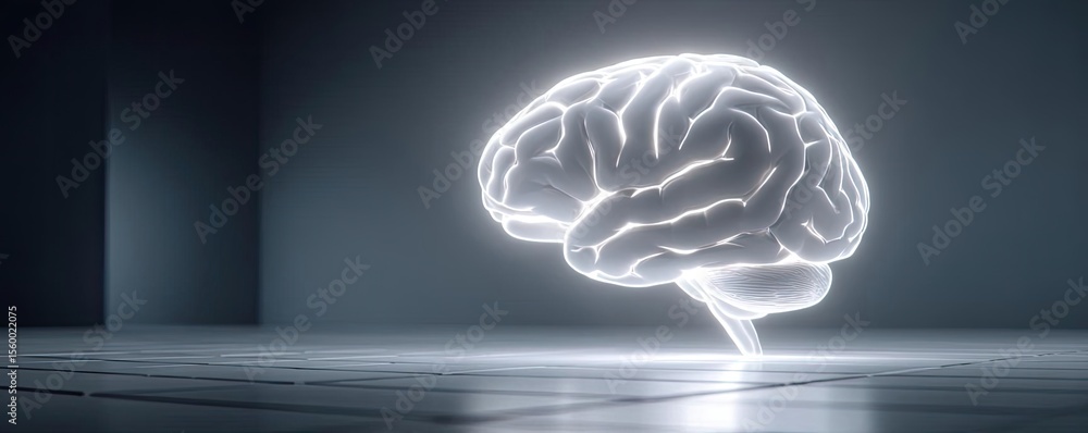 Poster Brain reset concept. A glowing brain concept symbolizing creativity and intelligence.