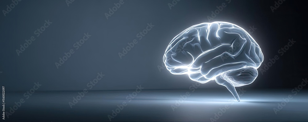 Poster Brain reset concept. Abstract glowing brain symbolizing intelligence and creativity.