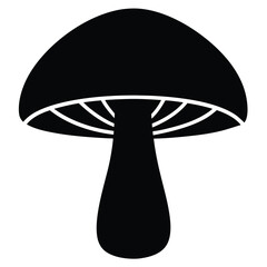 Simple Black and White Mushroom Icon: Minimalist, Bold Graphic Design Element