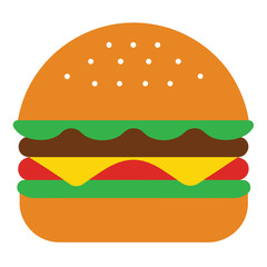Simple Flat-Style Cheeseburger Illustration:  Delicious Fast Food Graphic