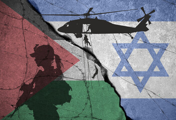 Conceptual image of war between Israel and Palestine