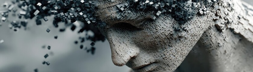 Brain reset concept. A contemplative figure embodies emotions through abstract texture.