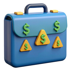 Business Portfolio: A vibrant illustration of a blue business portfolio adorned with dollar symbols, symbolizing financial opportunities and economic concepts.