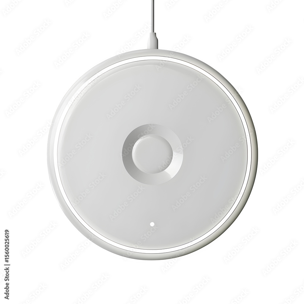 Poster slim circular wireless charging pad with led ring symmetrical layout and bright studio lighting and 