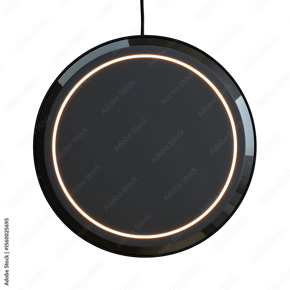 Poster slim circular wireless charging pad with led ring low‑key lighting and transparent background and re