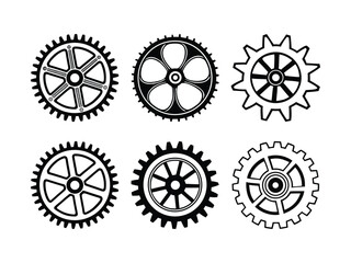 Interlocking gear mechanism line art illustration