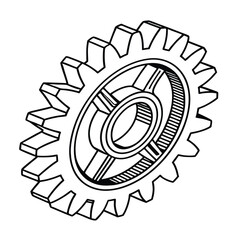 Interlocking gear mechanism line art illustration
