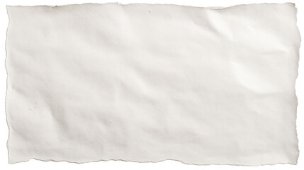 rough white paper texture with ripped edge and wrinkles isolated on white background