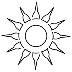 Crayon Sun  Crayon Doodle Icon for Kids  Summer, School, and Playful Vector