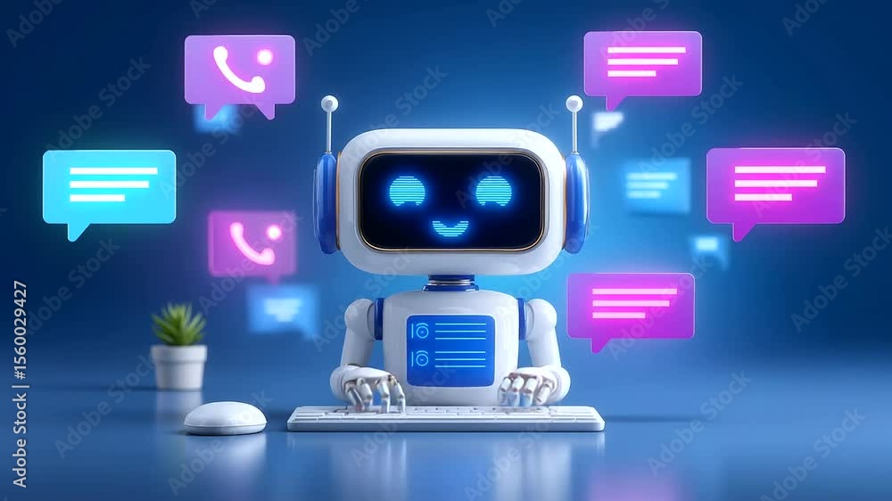Poster interactive ai chatbot interface streamlining customer support experience.