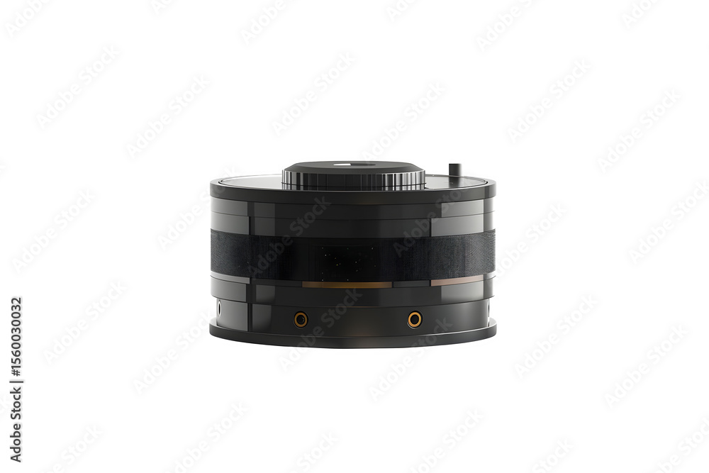 Poster compact lidar sensor with rotating top transparent background and even diffused lighting and front v