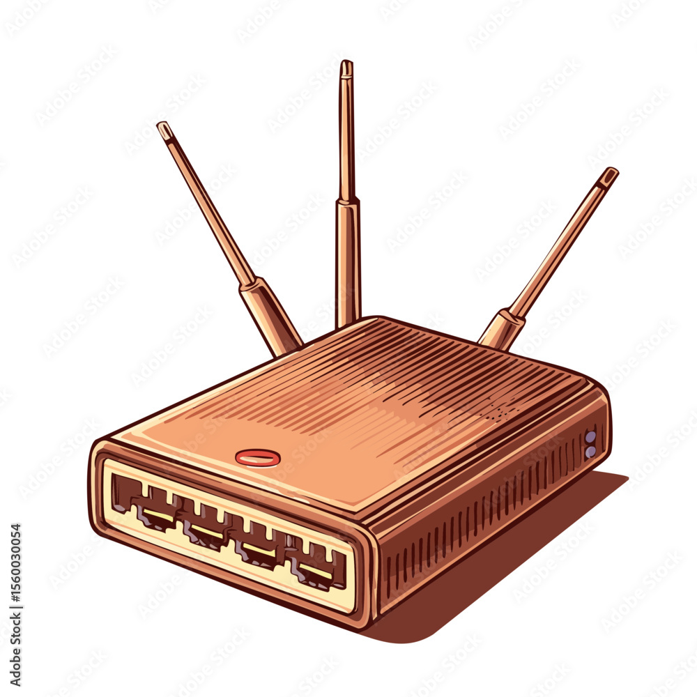 Poster wireless router with antennas illustration networking device connection equipment