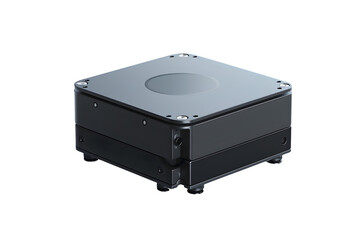 Obraz premium Compact LiDAR sensor with rotating top Front view and clean white background and soft studio lighting. Ready for presentations and creative projects. High resolution and print ready.