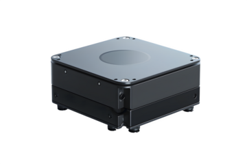 Compact LiDAR sensor with rotating top Front view and clean white background and soft studio lighting. Ready for presentations and creative projects. High resolution and print ready.