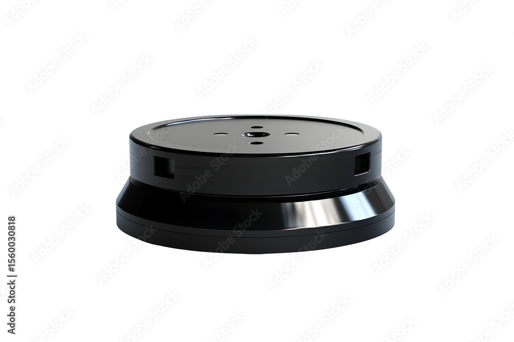 Poster compact lidar sensor with rotating top glossy finish and clean white background and low‑key lighting