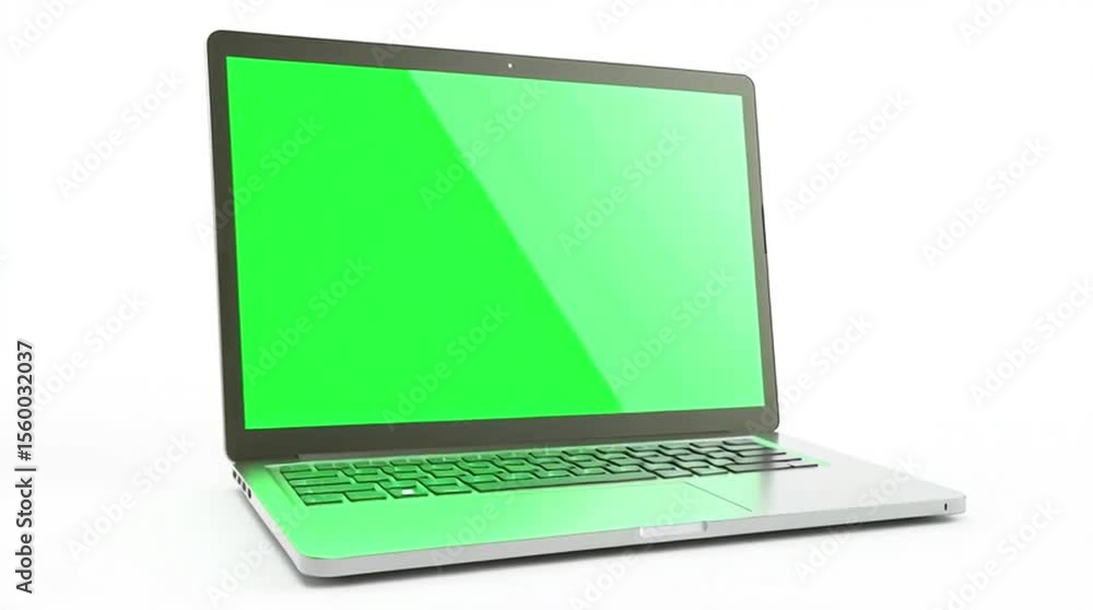 Poster a close up shot for laptop realistic rendered model, animated mockup with green screen, 3d render co