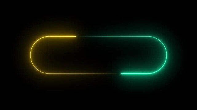 Neon retro style name placeholder neon sign board 4K. Empty title space intro reveal shiny glowing rectangular frame for nightclubs, motels, and hotels.