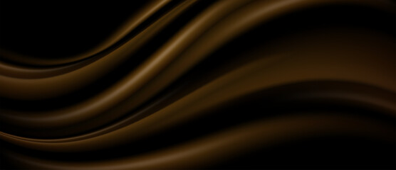 Dark gold flowing silk fabric, abstract and luxurious background