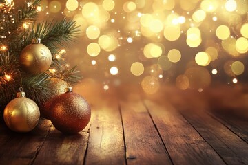 Shimmering golden background with bokeh lights creating a festive atmosphere, A golden backdrop adorned with bokeh lights, evoking a cheerful and celebratory mood