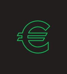 euro currency symbol on green background vector file