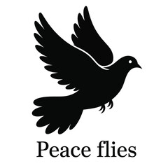 Fototapeta premium A minimalist silhouette of a dove in mid-flight