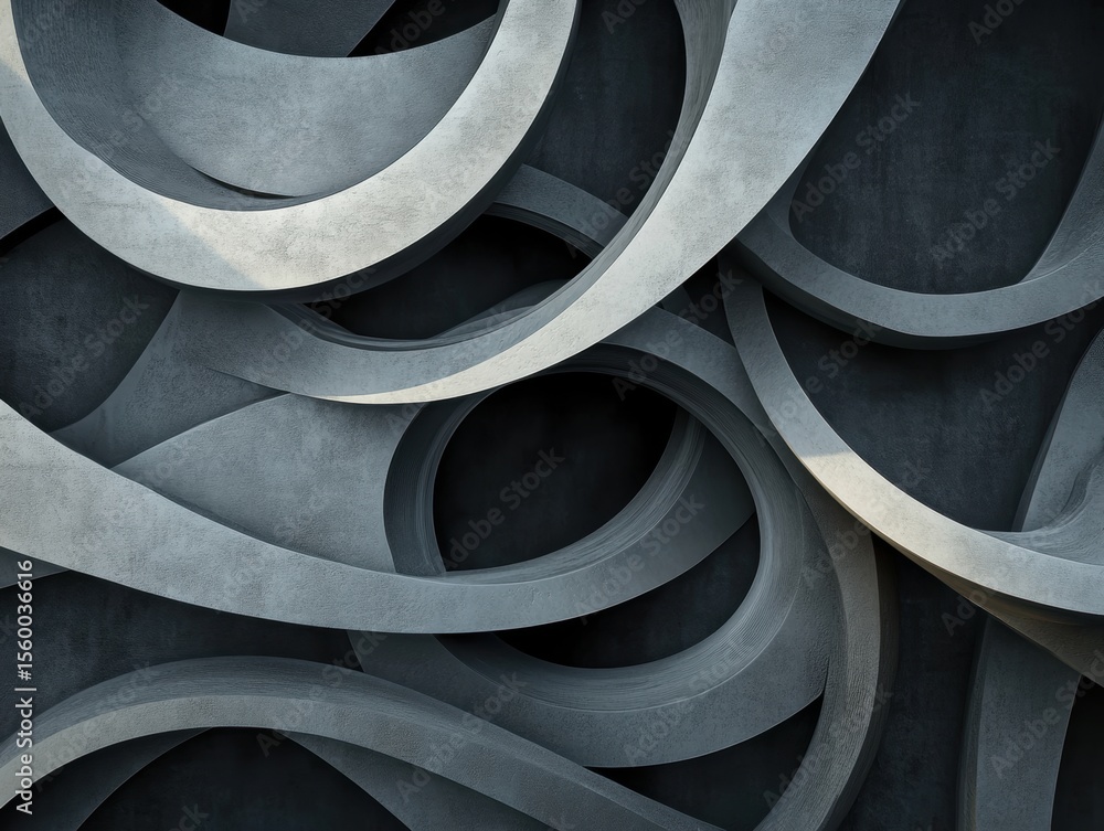 Aufkleber abstract geometric patterns formed by intertwining curves and shapes in a dark setting