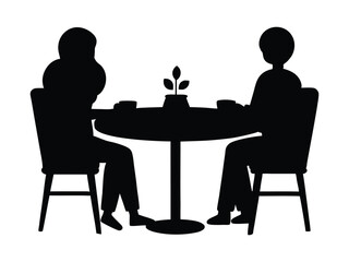 Fototapeta premium Black and White Couple Drinking Coffee at Table