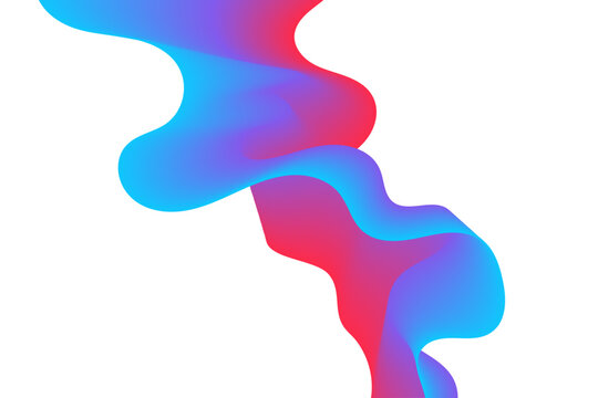 Colorful iridescent fluid shape with gradient transitions on a simple white background