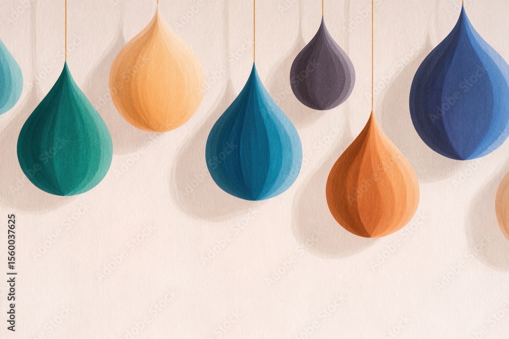 Poster vibrant teardrop shapes create a captivating visual symphony on canvas