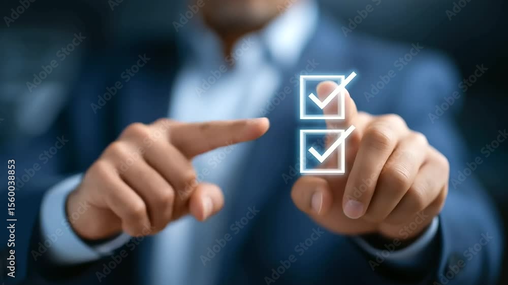 Poster interactive digital checklist interface enhancing task management and boosting productivity.