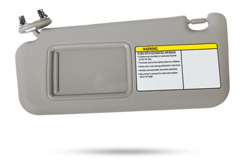Car visor interior. auto grey sun visor with mirror on white isolated background. Auto service...