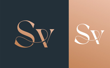 Initial letter SV VS logo design vector illustration for couple, wedding, and business