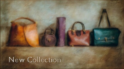Blurred image of a shopping mall with clean white text “New Collection” promoting latest fashion updates or retail display.