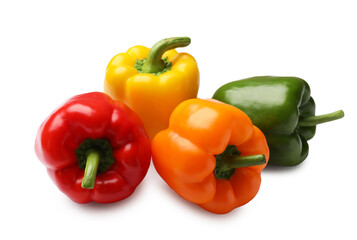 Fresh colorful bell peppers isolated on white